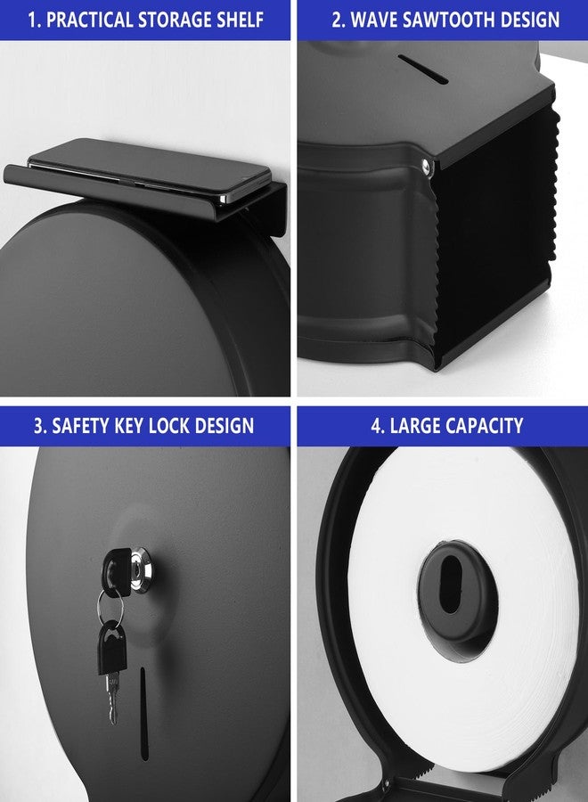 Gorlary Commercial Jumbo Toilet Paper Dispenser with Shelf, Wall Mount Stainless Steel Roll Holder, Matte Black Toilet Tissue Dispensers - Image 3